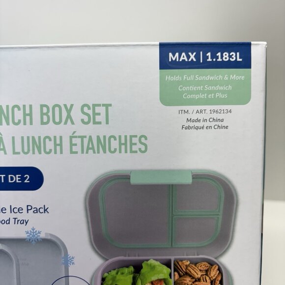 New Bentgo Chill XL 5 Cup Lunch Box Set Ice Pack 3/4 Compartment 8B03WB Green - Picture 6 of 10